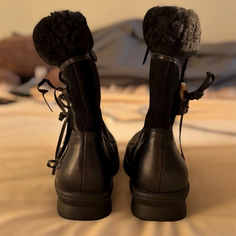 HOOPOE Fur Leather Winter Boots Size 7